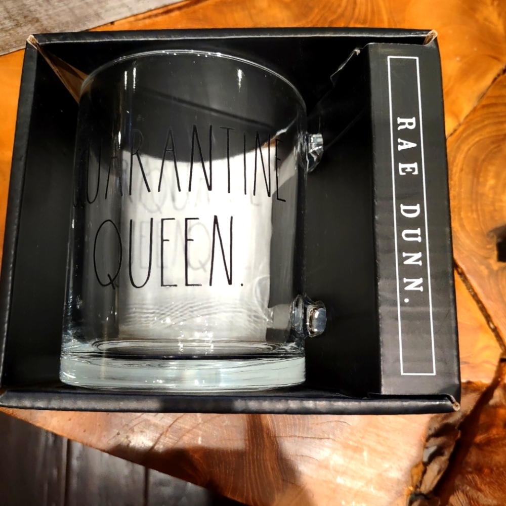 Quarantine Queen Glass Mug by Rae Dunn